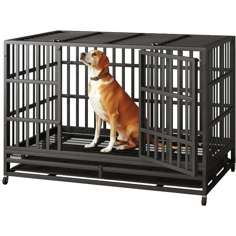 54/48/42/38 Inch Heavy Duty Indestructible Dog Crate Steel Escape Proof, Indoor Double Door High Anxiety Cage
54/48/42/38 Inch Heavy Duty Indestructible Dog Crate Steel Escape Proof, Indoor Double Door High Anxiety Cage