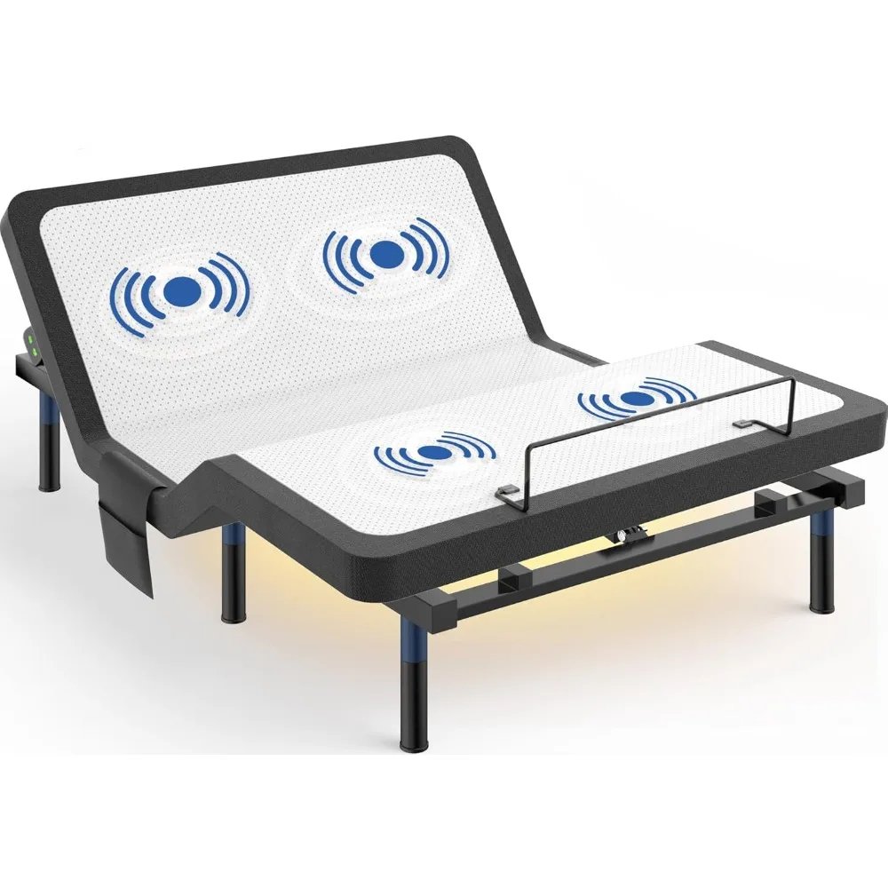 Adjustable bed frame foundation, massage remote control, USB interface, bedside light, 3-sLeg height option bed frame
Adjustable bed frame foundation, massage remote control, USB interface, bedside light, 3-sLeg height option bed frame