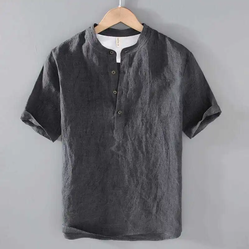 Retro Linen ort Sve T-irt Stand Collar f Sve Loose Summer New Cotton Linen Casual Men's Faion Top
Retro Linen ort Sve T-irt Stand Collar f Sve Loose Summer New Cotton Linen Casual Men's Faion Top