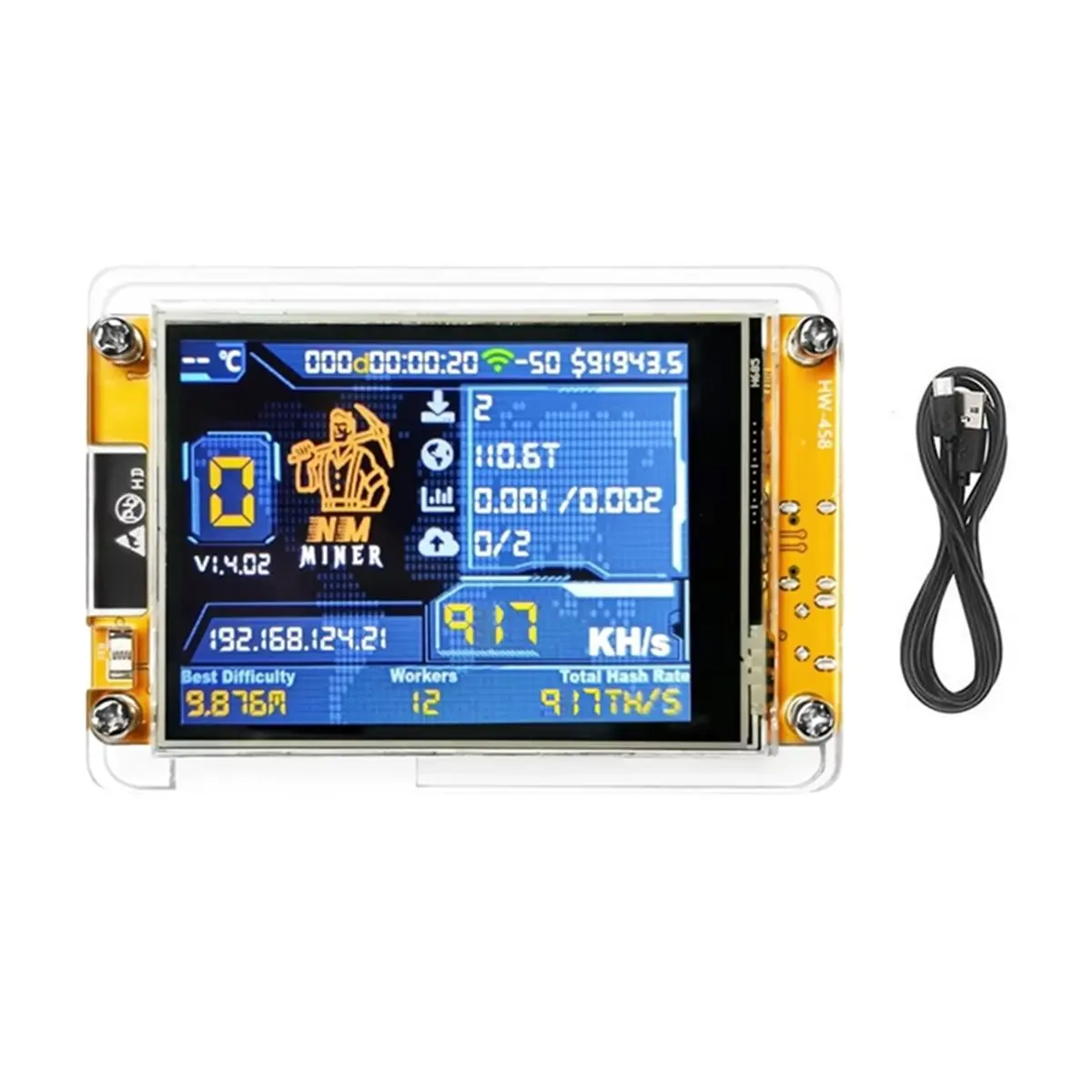 Upgraded 917KH/S Bitcoin Solo Miner NMMiner with 2.8 Inch Smart Display Bitcoin Crypto Solo Lottery Miner NerdMiner
Upgraded 917KH/S Bitcoin Solo Miner NMMiner with 2.8 Inch Smart Display Bitcoin Crypto Solo Lottery Miner NerdMiner