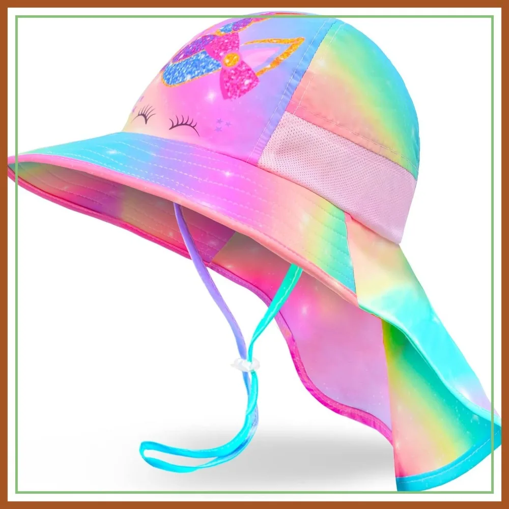 Girls Sun Hat Kids UV Protection Unicorn Summer Beach Play Wide Brim Neck Flap Ponytail Hat 2-9 Years
Girls Sun Hat Kids UV Protection Unicorn Summer Beach Play Wide Brim Neck Flap Ponytail Hat 2-9 Years