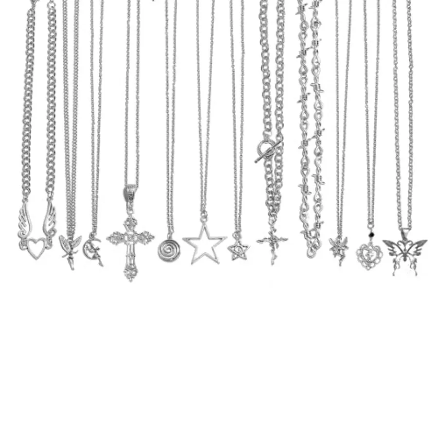 12PCS Y2K Style Necklace Set - Grunge Emo Gothic Accessories, Vintage Silvery Jewelry, Star Necklace for Kawaii Clothes and Y2K
12PCS Y2K Style Necklace Set - Grunge Emo Gothic Accessories, Vintage Silvery Jewelry, Star Necklace for Kawaii Clothes and Y2K