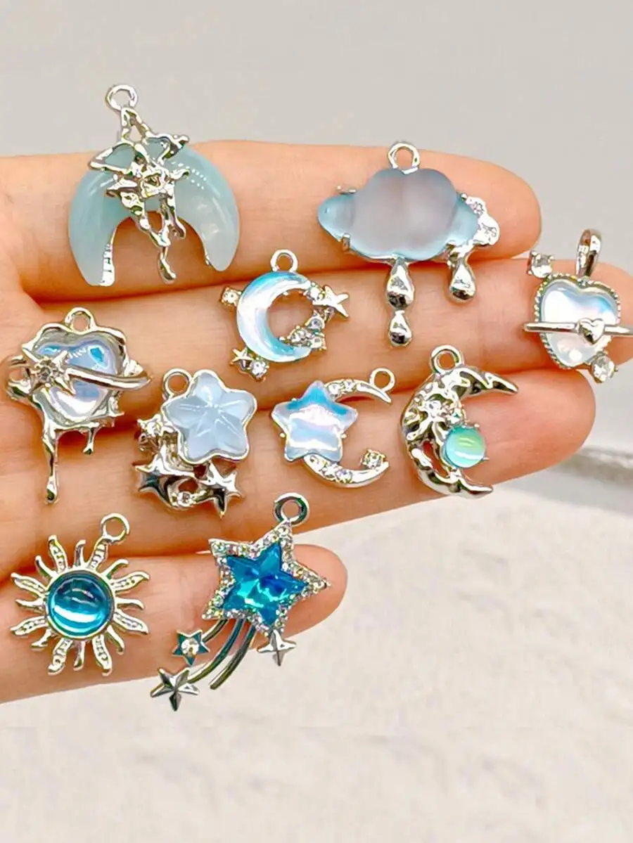 12pcs Charm Pendant Beads, Y2K Style Butterfly, Cloud, Star, Sun, Heart, Moon, Crown Charms For DIY Jewelry Making, Necklace, Ea
12pcs Charm Pendant Beads, Y2K Style Butterfly, Cloud, Star, Sun, Heart, Moon, Crown Charms For DIY Jewelry Making, Necklace, Ea