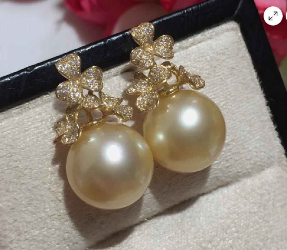 HUGE AAAA 10-11MM SOUTH SEA GOLDEN ROUND PEARLS EARRINGS 925s 
HUGE AAAA 10-11MM SOUTH SEA GOLDEN ROUND PEARLS EARRINGS 925s