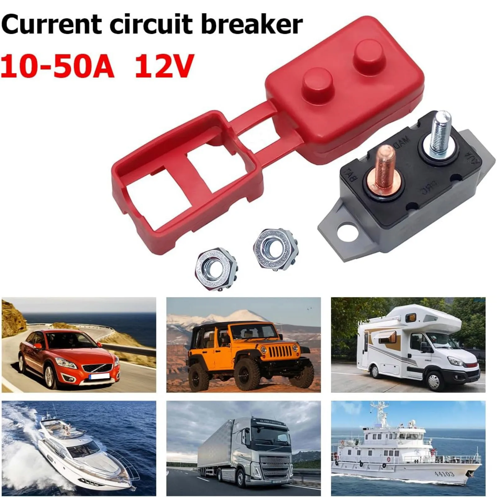 1Pair 50A Auto Reset Circuit Breaker DC 12V-24V with Thermal Protection Splash Proof Design Pair, Waterproof Car RV Boat Truck
1Pair 50A Auto Reset Circuit Breaker DC 12V-24V with Thermal Protection Splash Proof Design Pair, Waterproof Car RV Boat Truck