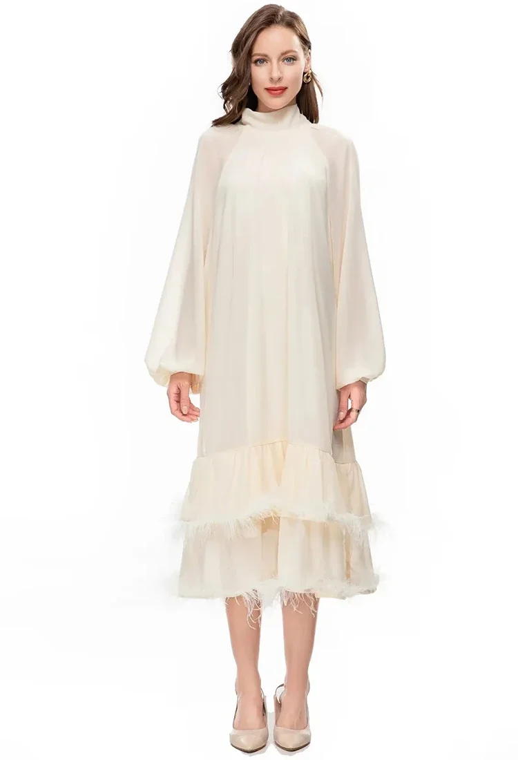 Women Fashion Designer Summer Dress Round Neck Lantern Long Sleeve Tassel Solid Color Stylish Dress Female
Women Fashion Designer Summer Dress Round Neck Lantern Long Sleeve Tassel Solid Color Stylish Dress Female