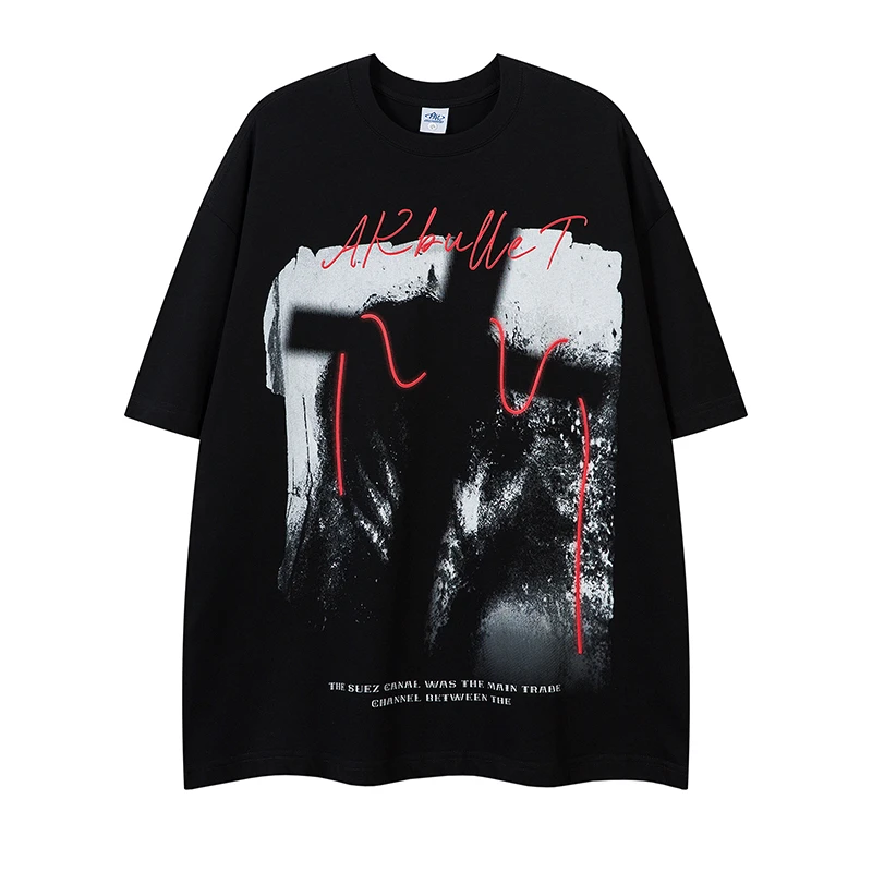 Europe and the United States high street short-sleeved dark high street fried street printed hiphop American T-shirt man
Europe and the United States high street short-sleeved dark high street fried street printed hiphop American T-shirt man