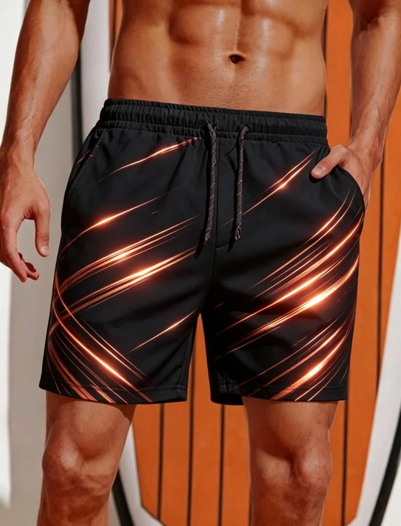 Men's reflective light printed quick drying beach shorts, a modern style item suitable for all summer scenes
Men's reflective light printed quick drying beach shorts, a modern style item suitable for all summer scenes