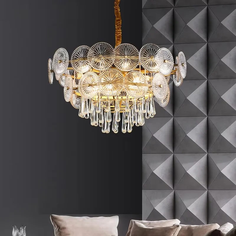 Modern LED gold round clear glass chandelier, lustre villa hall, dining room, bedroom indoor ceiling lighting decorative light.
Modern LED gold round clear glass chandelier, lustre villa hall, dining room, bedroom indoor ceiling lighting decorative light.