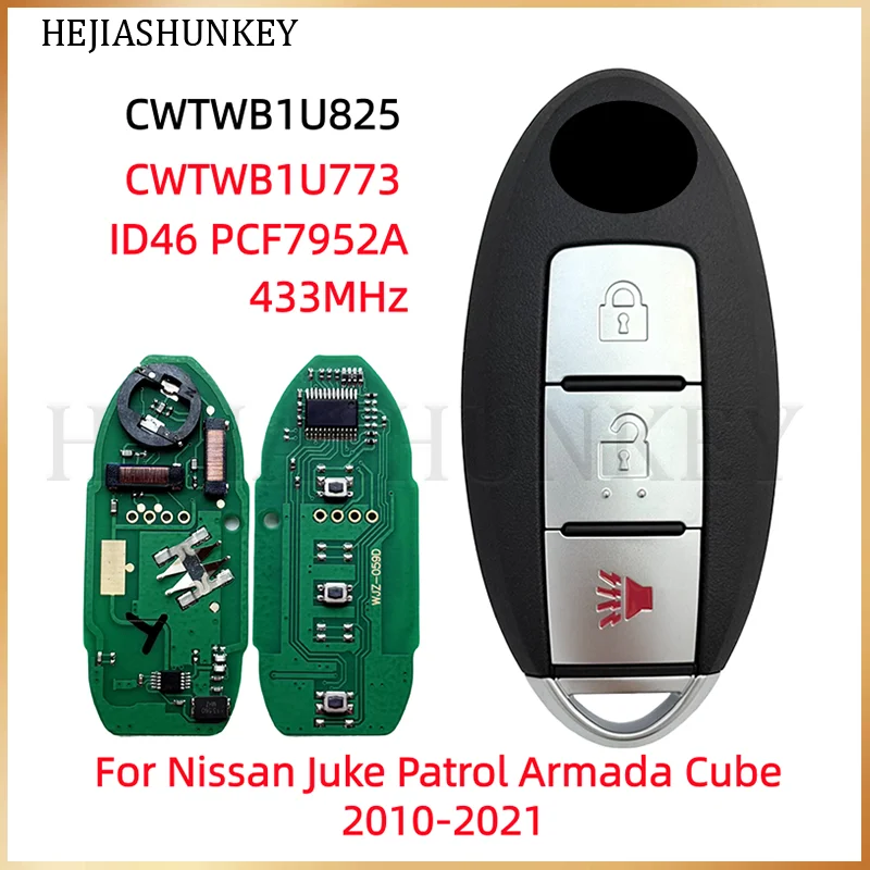 CWTWB1U825 CWTWB1U773 3 Button Smart Remote Key Fob 433MHz ASK PCF7952A ID46 Chip For Nissan Juke Patrol Armada Cube 2010-2021
CWTWB1U825 CWTWB1U773 3 Button Smart Remote Key Fob 433MHz ASK PCF7952A ID46 Chip For Nissan Juke Patrol Armada Cube 2010-2021