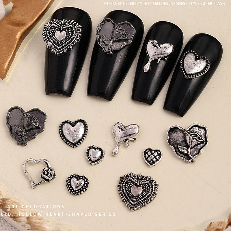 20PCS 3D Antique Silver Metal Nail Art Love Heart Charms Accessories Parts For Retro Nails Decoration Manicure Supplies Material
20PCS 3D Antique Silver Metal Nail Art Love Heart Charms Accessories Parts For Retro Nails Decoration Manicure Supplies Material