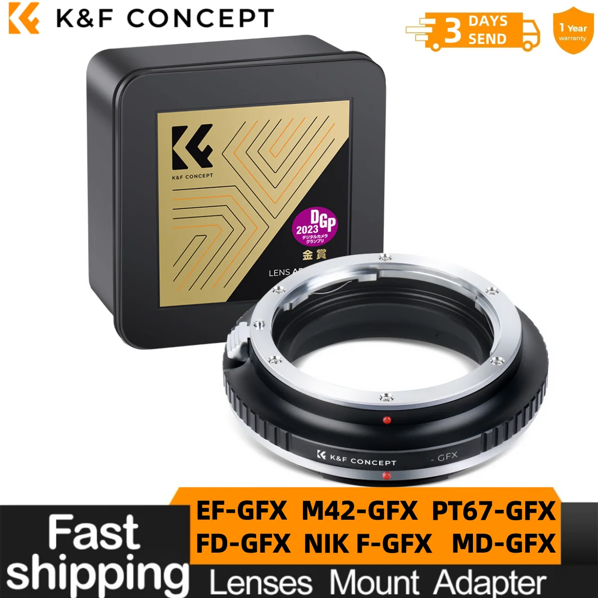 K&F CONCEPT Lens Mount Adapter for Canon EOS EF EFS FD M42 Minolta MD PENTAX67 C/Y Lenses to Fuji G Mount GFX Camera Body M17211
K&F CONCEPT Lens Mount Adapter for Canon EOS EF EFS FD M42 Minolta MD PENTAX67 C/Y Lenses to Fuji G Mount GFX Camera Body M17211