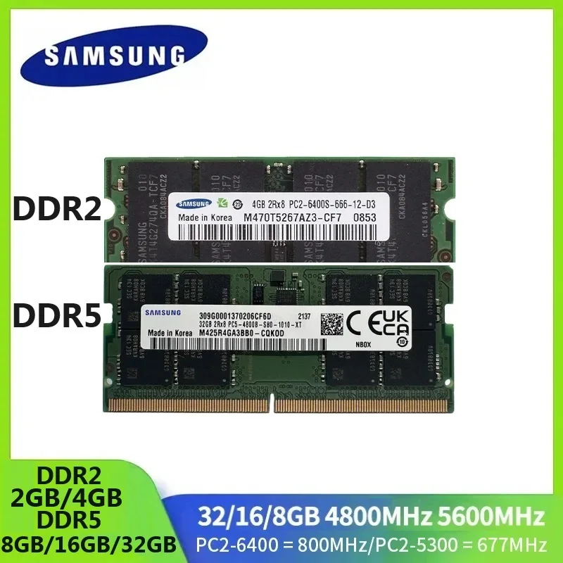 Оперативная память SAMSUNG DDR5 DDR2, ОЗУ для ноутбука SODIMM 32 ГБ 16 ГБ 8 ГБ 4 ГБ 2 ГБ 4800 5600 800 667 МГц, ОЗУ для ноутбука, компьютера, Ram
Оперативная память SAMSUNG DDR5 DDR2, ОЗУ для ноутбука SODIMM 32 ГБ 16 ГБ 8 ГБ 4 ГБ 2 ГБ 4800 5600 800 667 МГц, ОЗУ для ноутбука, компьютера, Ram