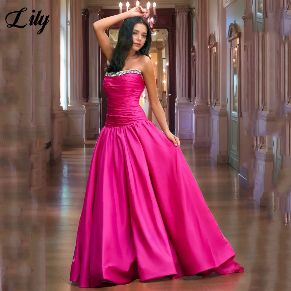 Lily Fuchsia Elegant Prom Dress A-Line Strapless Evening Dress with Rhinestone Trim Voluminous Ball Skirt Formal Gown Customized
Lily Fuchsia Elegant Prom Dress A-Line Strapless Evening Dress with Rhinestone Trim Voluminous Ball Skirt Formal Gown Customized