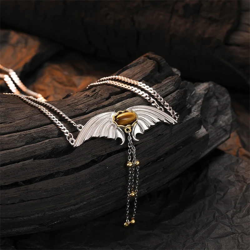 925 Sterling Silver Original Devil Wing Pendant Necklace for Women Simple Double Layer Clavicle Chain Choker Unique Jewelry
925 Sterling Silver Original Devil Wing Pendant Necklace for Women Simple Double Layer Clavicle Chain Choker Unique Jewelry