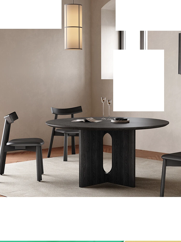 Retro black solid wood dining table round table household small apartment solid wood surface dining table
Retro black solid wood dining table round table household small apartment solid wood surface dining table