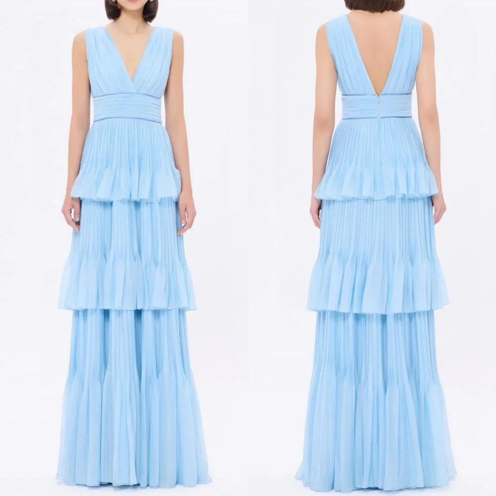 Customized Fashion Elegant Chiffon Pleat A-line V-neck Long Dresses Bespoke Occasion Chinese Style Matching
Customized Fashion Elegant Chiffon Pleat A-line V-neck Long Dresses Bespoke Occasion Chinese Style Matching