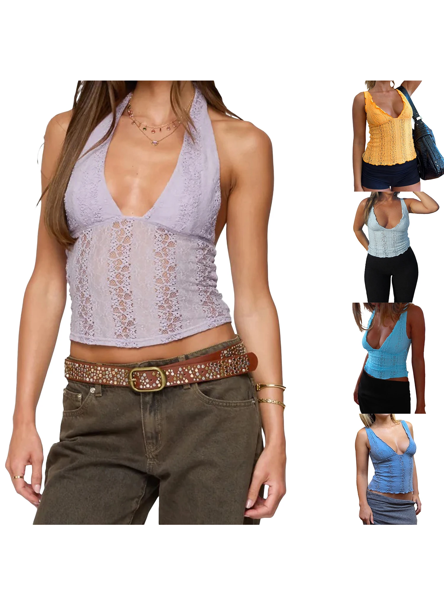 Women s Floral Lace Tank Tops Sleeveless V Neck Hollow Out Fit Tops Summer Shirts with Ruffle Trim Hem
Women s Floral Lace Tank Tops Sleeveless V Neck Hollow Out Fit Tops Summer Shirts with Ruffle Trim Hem