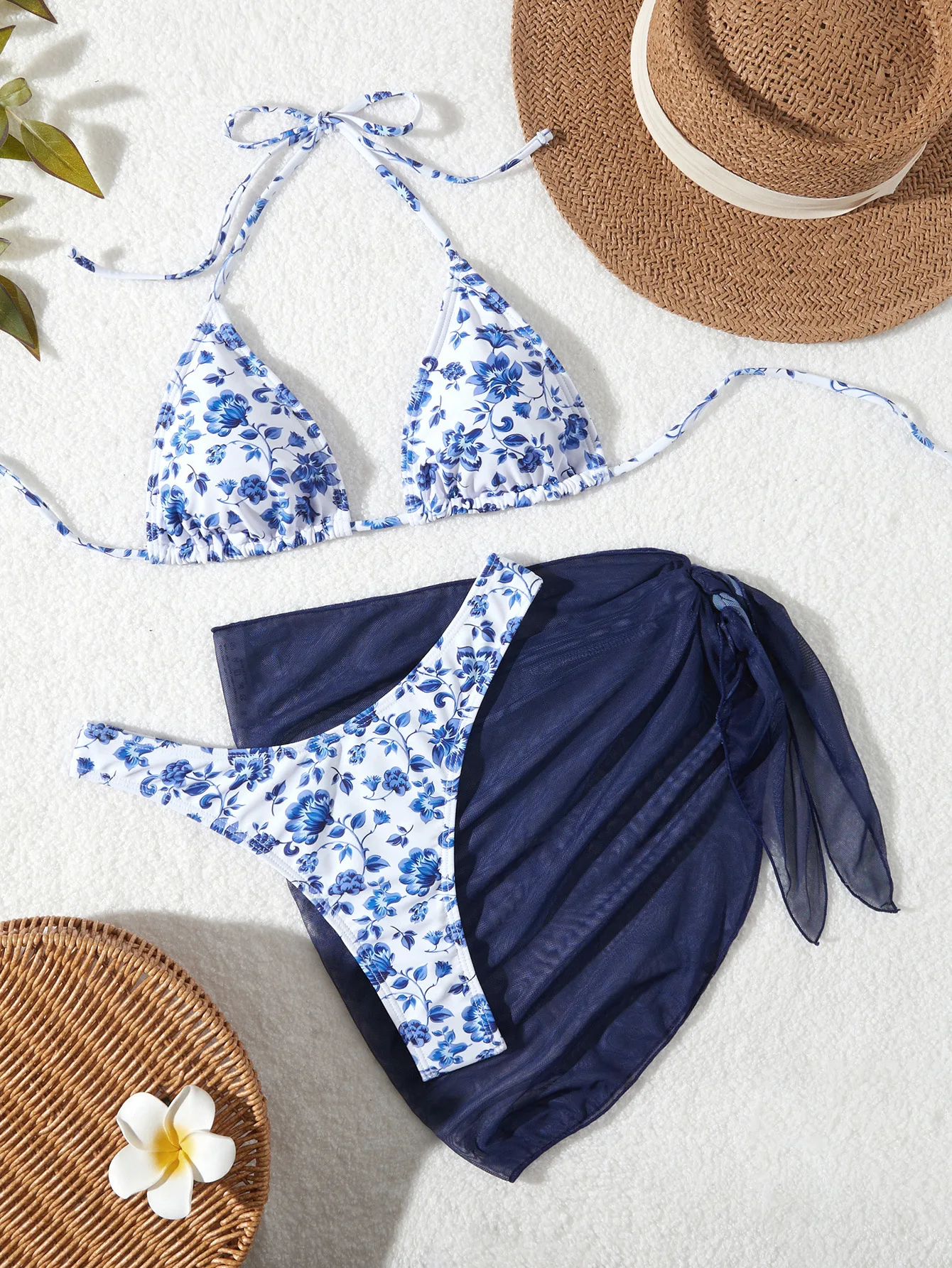 Women's 3-Piece Sheer Mesh Bikini Set Summer Sexy Tie-Front Triangle Top & High Waist Bottom Professional Adjustable Swimwear
Women's 3-Piece Sheer Mesh Bikini Set Summer Sexy Tie-Front Triangle Top & High Waist Bottom Professional Adjustable Swimwear