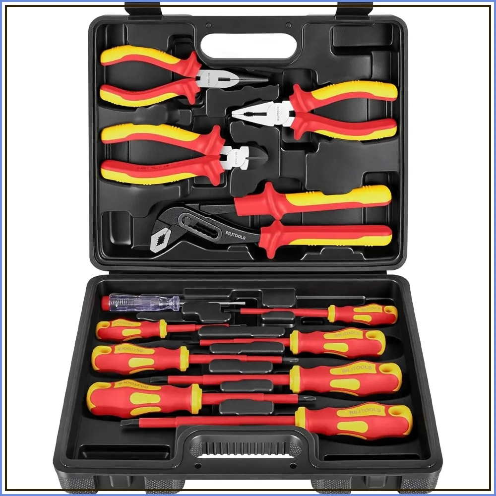 1000V Insulated Screwdriver & Pliers Set, 6-Piece Electrical Tools with Magnetic Tips, VDE Certified
1000V Insulated Screwdriver & Pliers Set, 6-Piece Electrical Tools with Magnetic Tips, VDE Certified