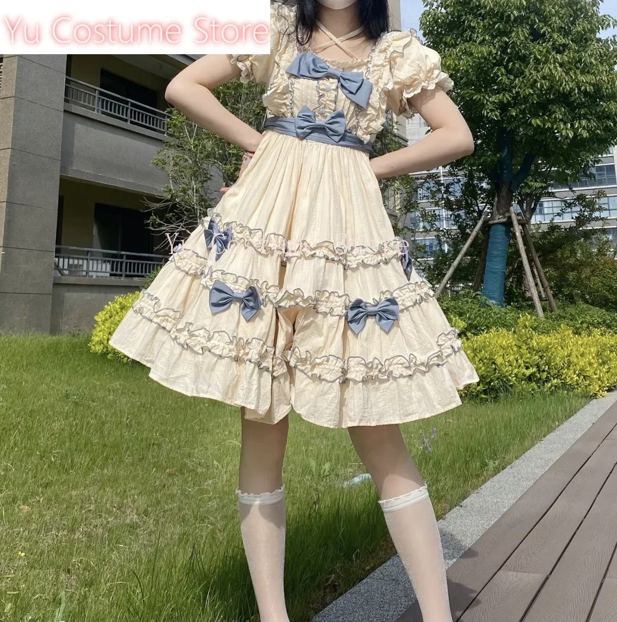 Y u Lolita Elegant French Holiday Evening Princess Dresses Women Sweet Bow Lace Puff Short Sleeve Ruffled Pleated Dress Summer
Y u Lolita Elegant French Holiday Evening Princess Dresses Women Sweet Bow Lace Puff Short Sleeve Ruffled Pleated Dress Summer
