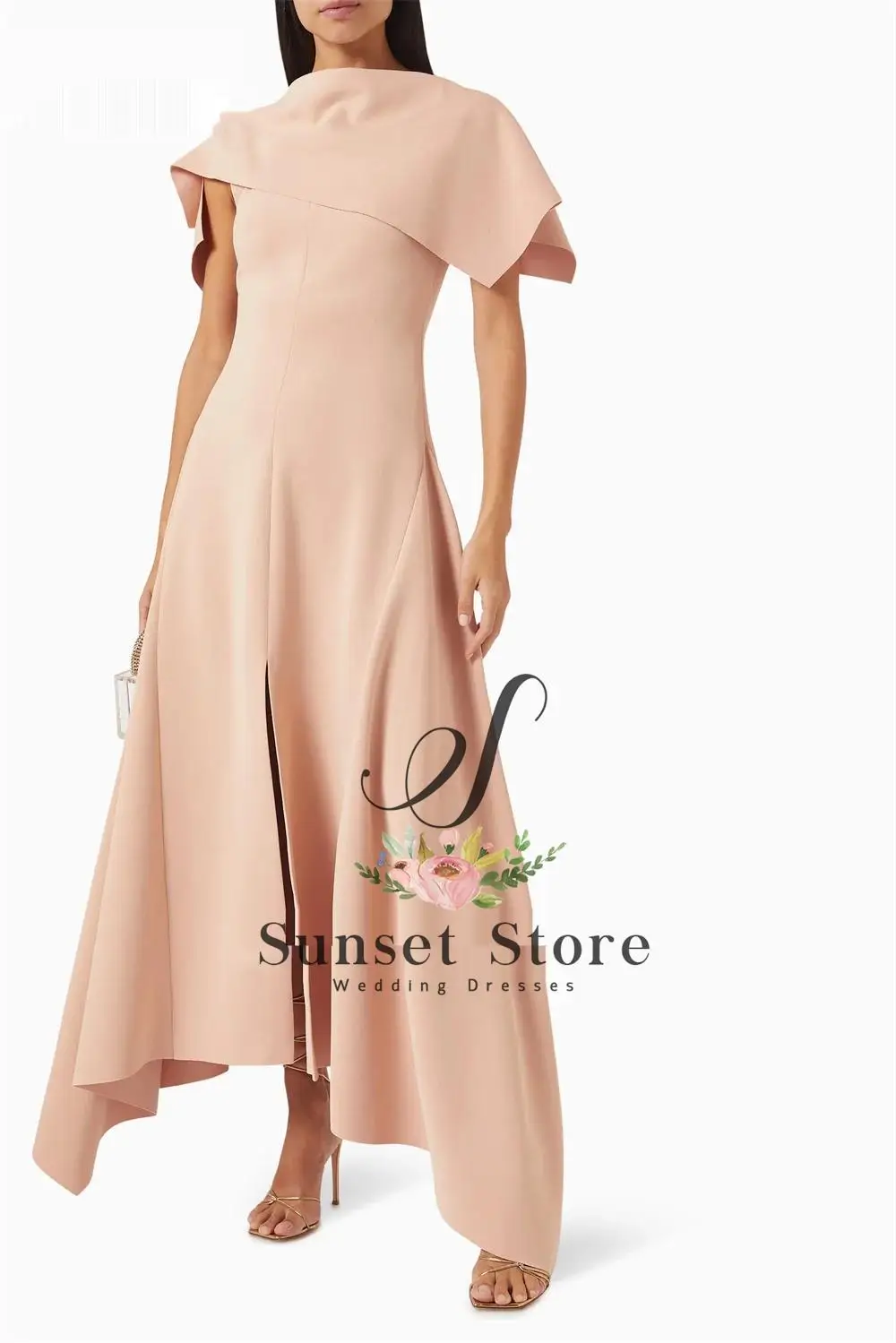 Customized Boat Neck Evening Dresses Ankle Length Asymmetrical A-Line Cape Sleeves Formal Occasions Dress New
Customized Boat Neck Evening Dresses Ankle Length Asymmetrical A-Line Cape Sleeves Formal Occasions Dress New