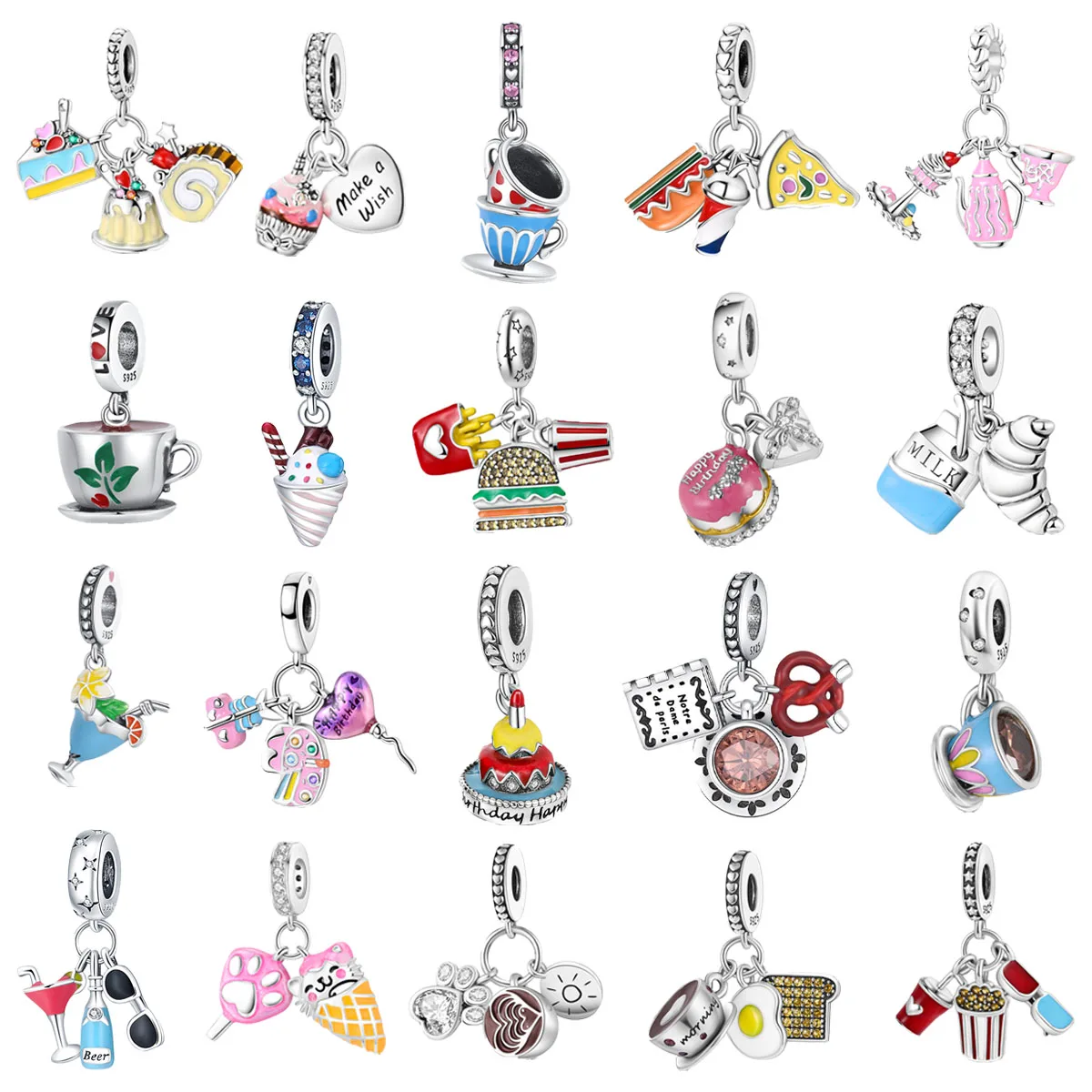 Original 925 Charms Sterling Silver Coffee Cake Burger Coke Milk Ice Cream Pendant for Pandora DIY Bracelet Ladies Jewelry Gift
Original 925 Charms Sterling Silver Coffee Cake Burger Coke Milk Ice Cream Pendant for Pandora DIY Bracelet Ladies Jewelry Gift