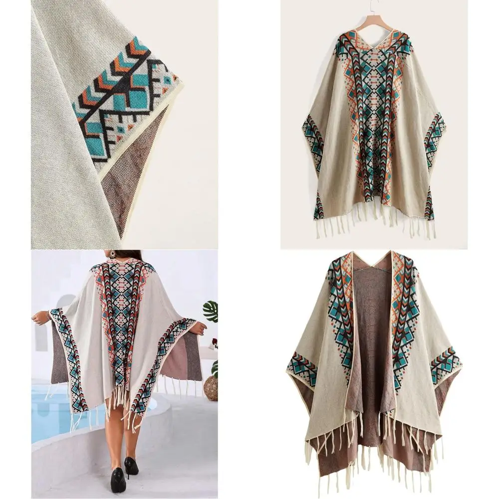 Женская накидка-пончо с бахромой в стиле бохо и кисточками
Женская накидка-пончо с бахромой в стиле бохо и кисточками