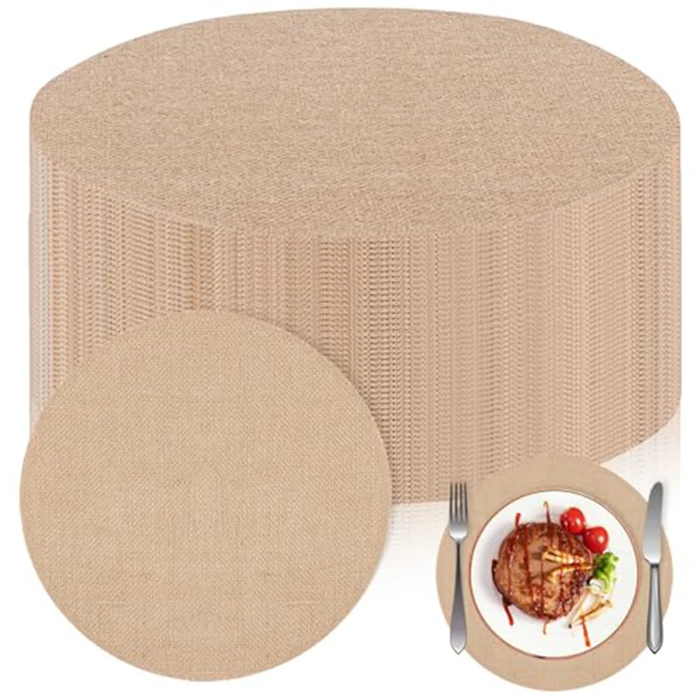 25/50/100pcs round jute placemats are wear-resistant and easy to clean, suitable for family meals and holiday parties.
25/50/100pcs round jute placemats are wear-resistant and easy to clean, suitable for family meals and holiday parties.