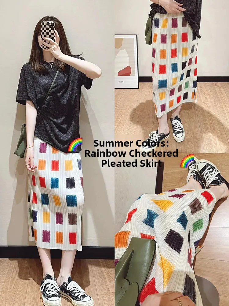 Sweet Pleated High Waist Elastic White Grids Skirt Three Zha Art Creation Summer Style Wrap Hip Women's Skirts
Sweet Pleated High Waist Elastic White Grids Skirt Three Zha Art Creation Summer Style Wrap Hip Women's Skirts