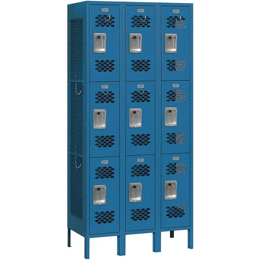 Triple Tier Vented Metal Locker, 36 Wide, 6-ft High, 12 Deep, Blue
Triple Tier Vented Metal Locker, 36 Wide, 6-ft High, 12 Deep, Blue