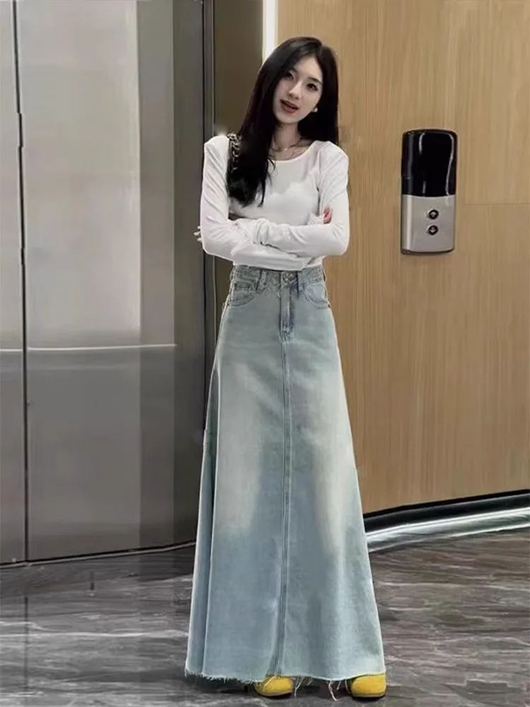 Washed Blue High Waist A-Line Midi Skirt Women's Spring 2026 Versatile Slimming Denim Skirt American Style Vintage Look
Washed Blue High Waist A-Line Midi Skirt Women's Spring 2026 Versatile Slimming Denim Skirt American Style Vintage Look