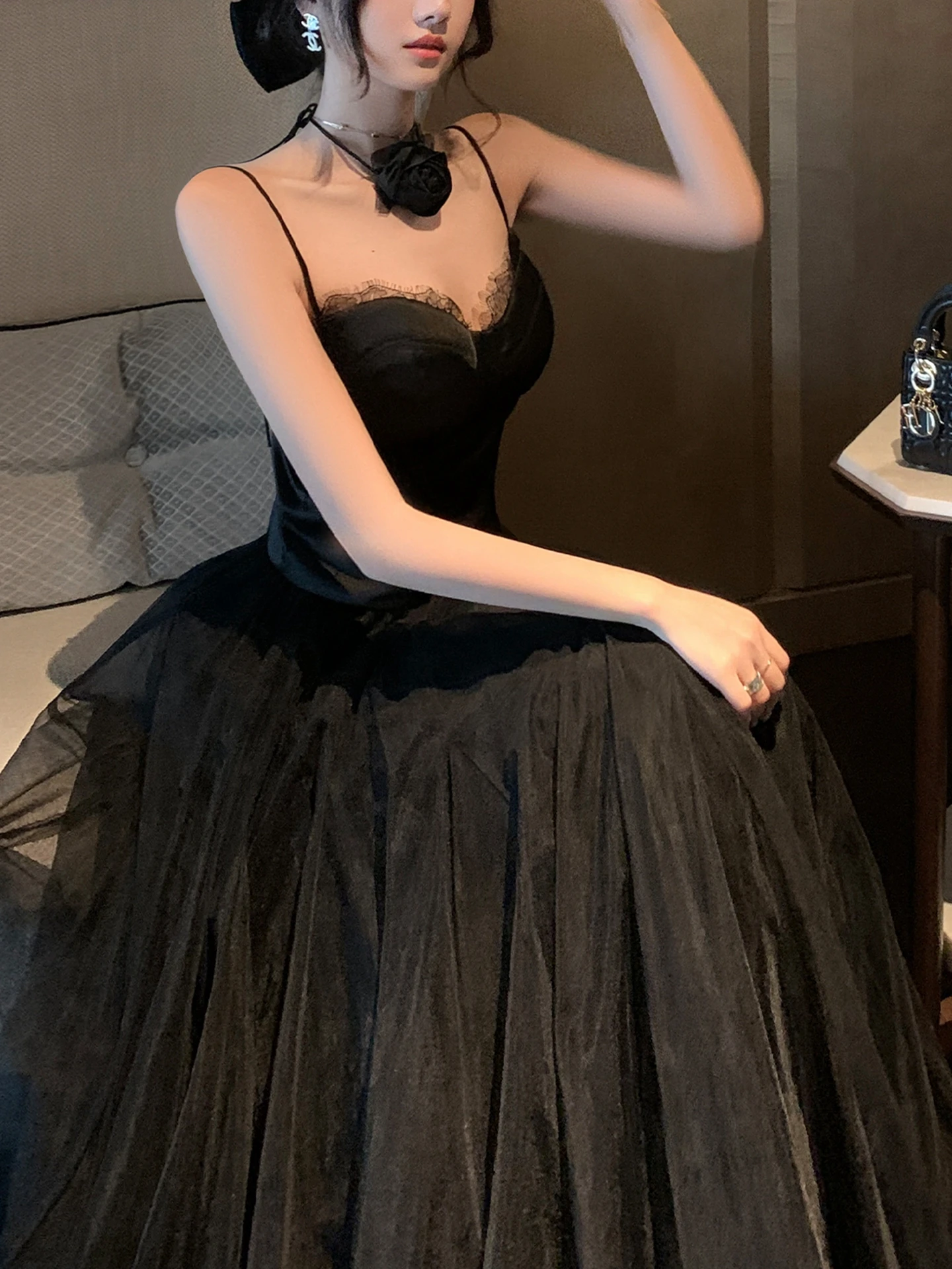 Hebe Sle Lace Trimmed Bla Vintage Gown Ele Strapl Ball Dr Polyester Fabric Low Elastici Summer High Waist Gown
Hebe Sle Lace Trimmed Bla Vintage Gown Ele Strapl Ball Dr Polyester Fabric Low Elastici Summer High Waist Gown