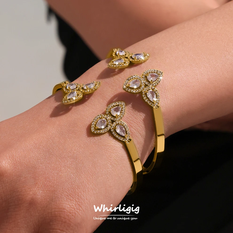 Gorgeous Leaf Stainless Steel Bracelet Bangle for Women Zircon Inlaid Waterproof Charm Luxury Jewelry
Gorgeous Leaf Stainless Steel Bracelet Bangle for Women Zircon Inlaid Waterproof Charm Luxury Jewelry