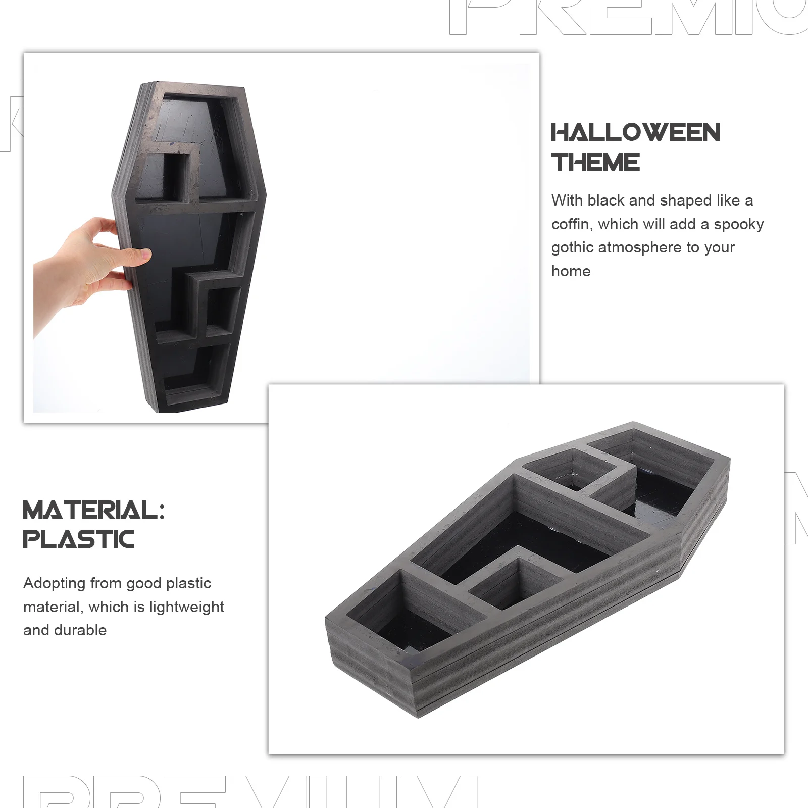 Gothic Coffin Storage Rack Black Plastic Wall Mount Desktop Decor For Halloween Haunted House Party Horror Organizer
Gothic Coffin Storage Rack Black Plastic Wall Mount Desktop Decor For Halloween Haunted House Party Horror Organizer