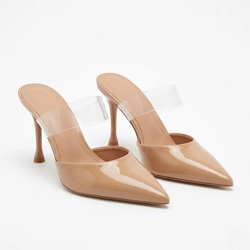 Women Elegant Pointed Toe Mules Transparent PVC Strap High Heels Nude Patent Leather Pumps Sexy Slip On Party Dress Shoes
Women Elegant Pointed Toe Mules Transparent PVC Strap High Heels Nude Patent Leather Pumps Sexy Slip On Party Dress Shoes