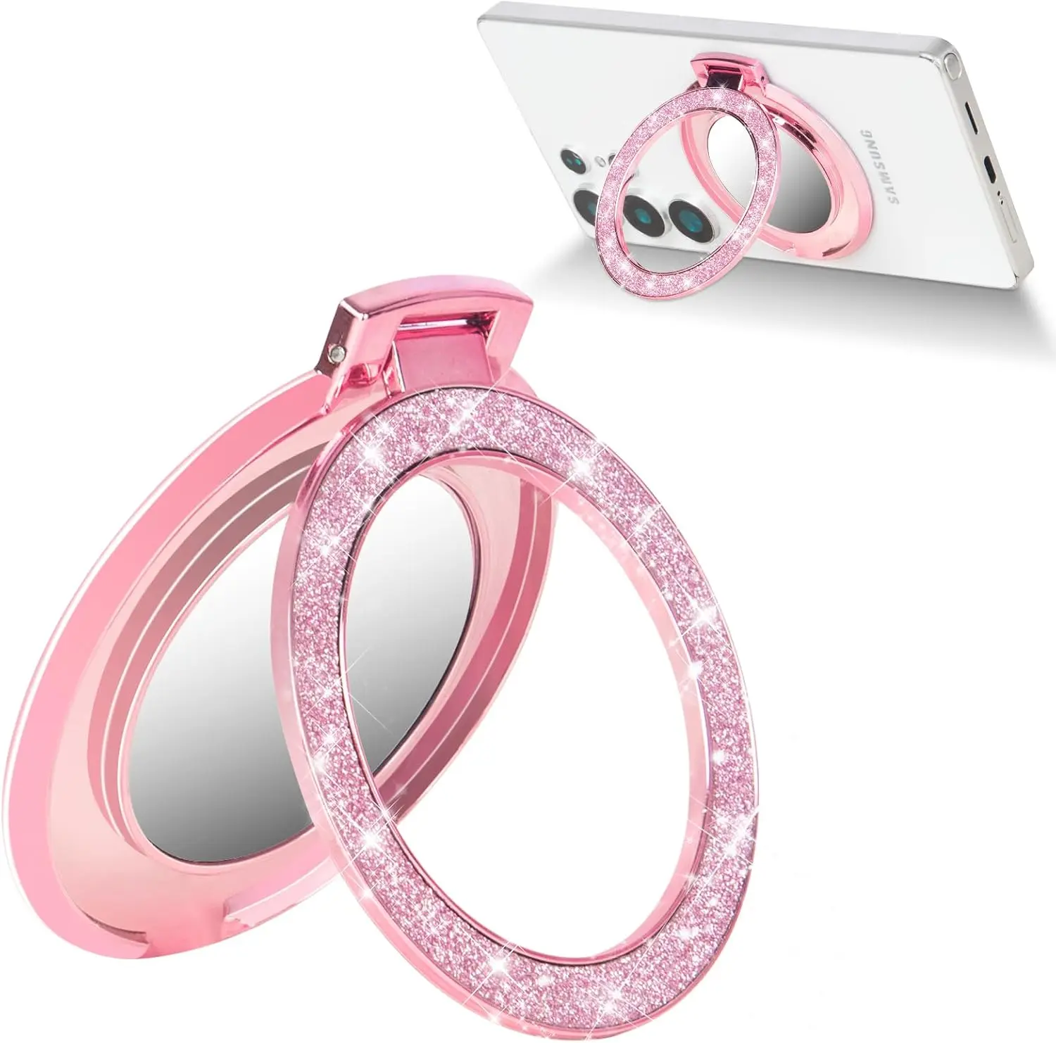 Glitter Diamond Ring Grip & Kickstand with Mirror for iPhone Galaxy, Pink
Glitter Diamond Ring Grip & Kickstand with Mirror for iPhone Galaxy, Pink