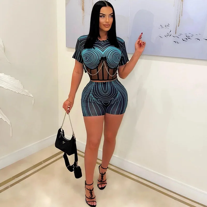 Striped Print Chain Summer Outfits for Women 2023 Mesh Corset Crop Top and Shorts 2 Piece Sets Women Outfit Conjuntos Cortos
Striped Print Chain Summer Outfits for Women 2023 Mesh Corset Crop Top and Shorts 2 Piece Sets Women Outfit Conjuntos Cortos