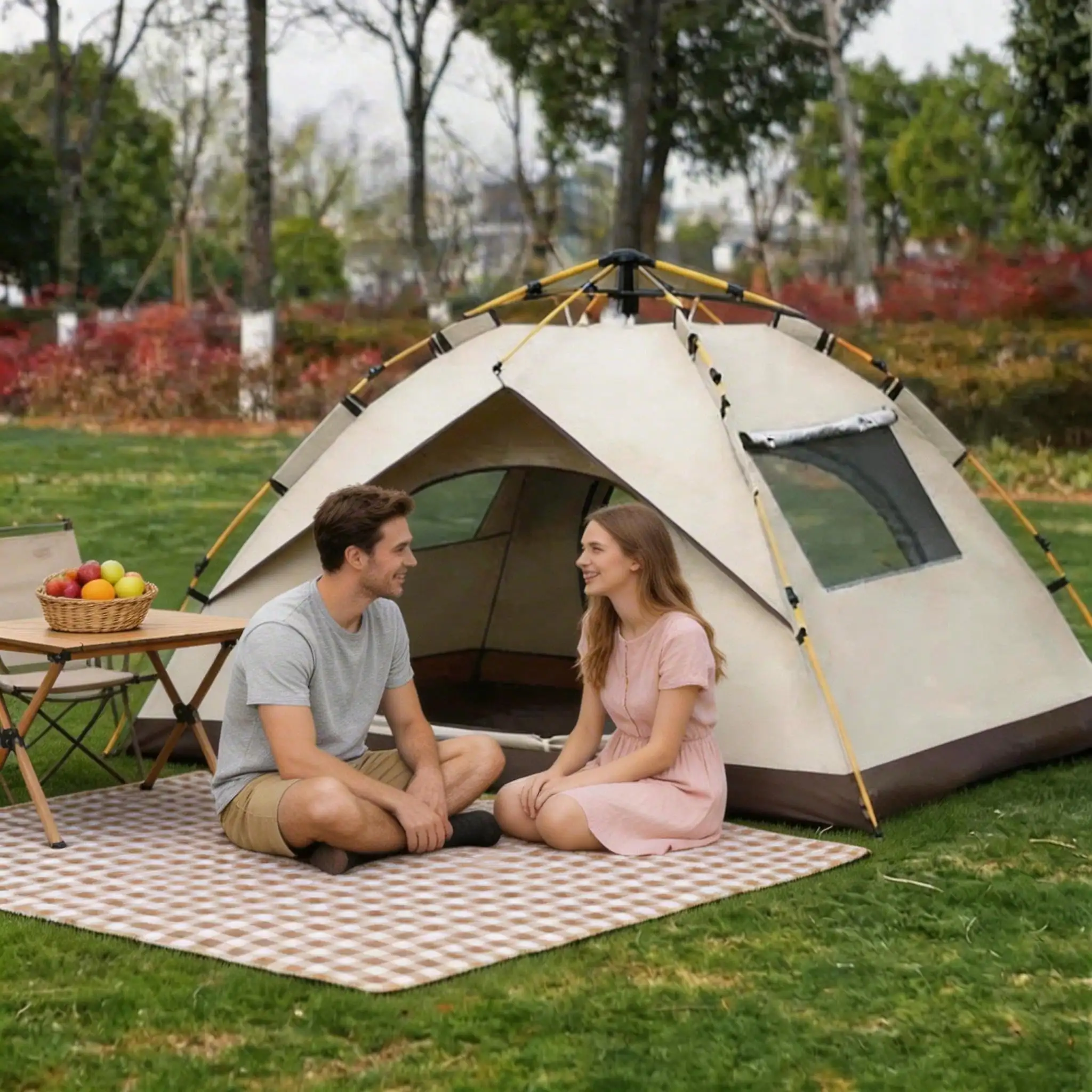 2-3 Person Automatic Pop Up Camping Tent, Khaki Portable Tent With 2 Doors And 2 Windows Ventilation, Includes Storage Bag, Ground Nails And Wind Ropes, Perfect For Hiking, Beach And Outdoor Activities, Summer Vacation Essentials
2-3 Person Automatic Pop Up Camping Tent, Khaki Portable Tent With 2 Doors And 2 Windows Ventilation, Includes Storage Bag, Ground Nails And Wind Ropes, Perfect For Hiking, Beach And Outdoor Activities, Summer Vacation Essentials
