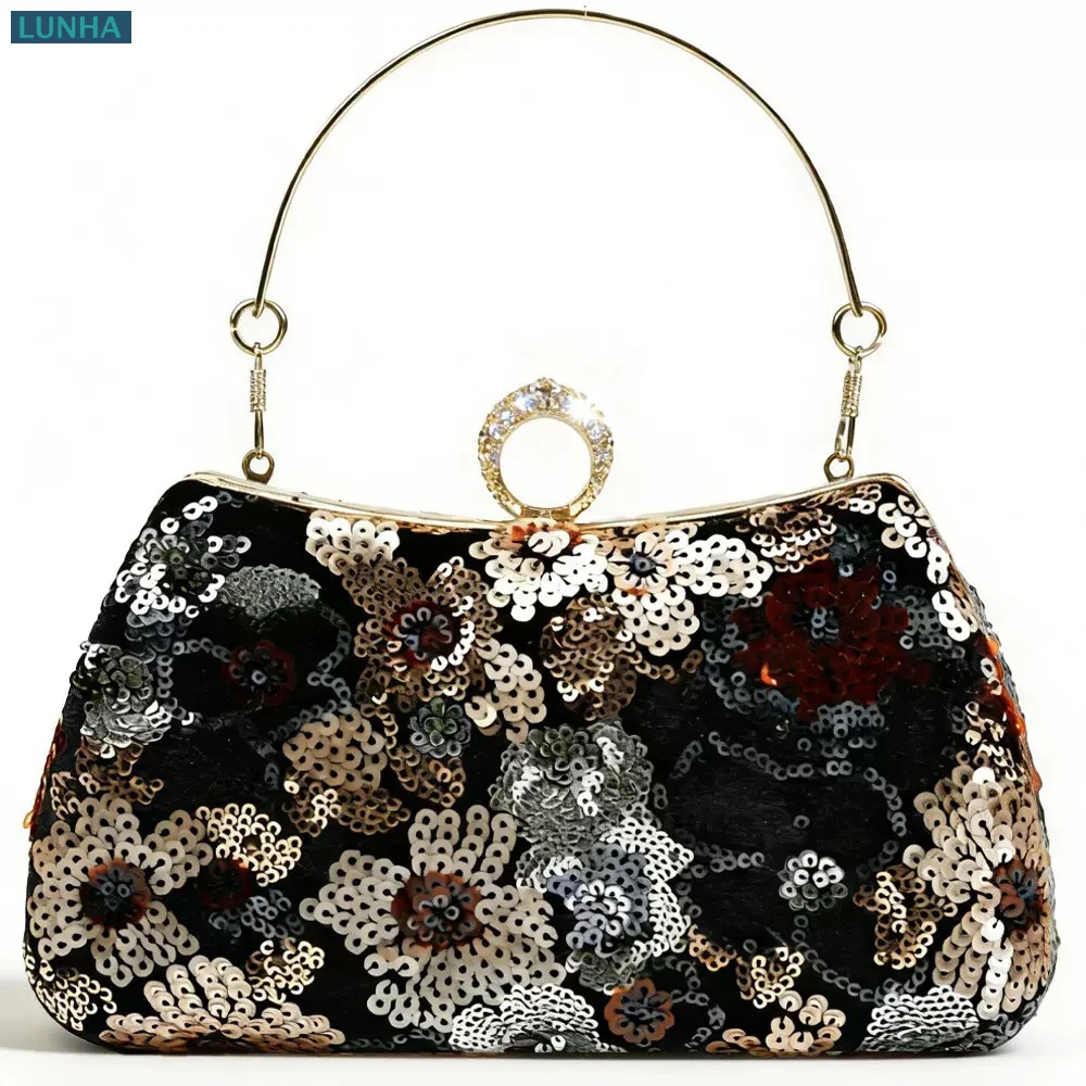 Women Floral Sequin Evening Clutch Bag Hardcase Banquet Party Purse Handbag with Metal Handle for Weddings & Formal Events
Women Floral Sequin Evening Clutch Bag Hardcase Banquet Party Purse Handbag with Metal Handle for Weddings & Formal Events