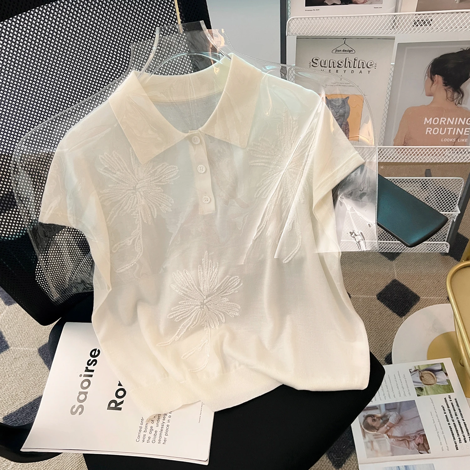 Ele Luxury Heavy Embroidery Bead Ne Knitted Sweater Women Pure Color ort Sve Silk Cotton Top Thin Model
Ele Luxury Heavy Embroidery Bead Ne Knitted Sweater Women Pure Color ort Sve Silk Cotton Top Thin Model