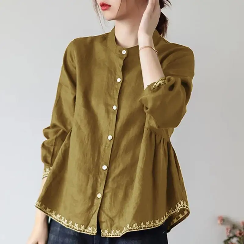 Women's Cotton Linen Stand up Collar Long Shirt Loose Fit Regular Sleeve Length Autumn Fashion Resistant to Deformation
Women's Cotton Linen Stand up Collar Long Shirt Loose Fit Regular Sleeve Length Autumn Fashion Resistant to Deformation