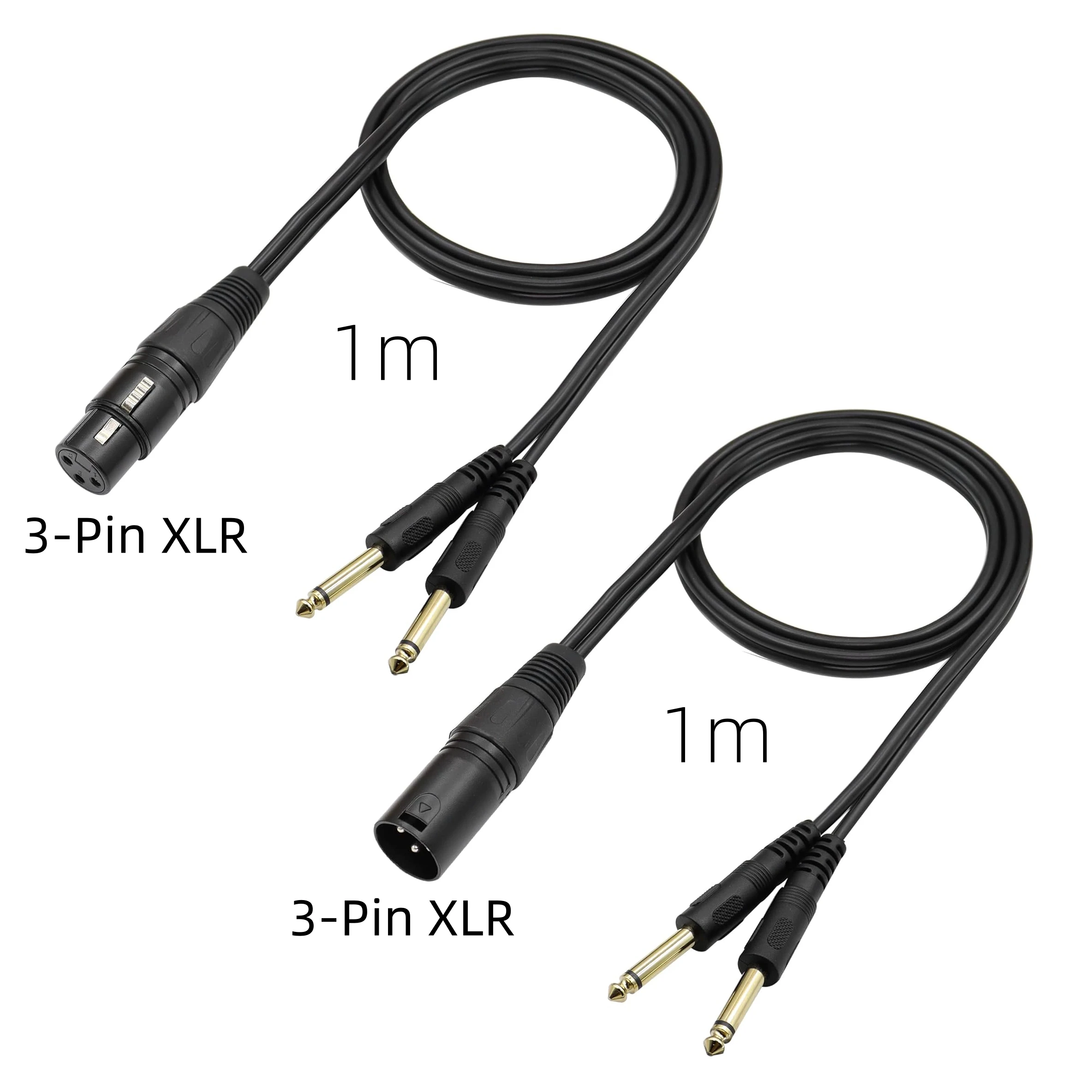 1M XLR Female/Male to Dual 1/4" TS Mono Breakout Cable 3-Pin to 6.35mm TS Audio Splitter for Microphones, Mixers & Soundboards
1M XLR Female/Male to Dual 1/4" TS Mono Breakout Cable 3-Pin to 6.35mm TS Audio Splitter for Microphones, Mixers & Soundboards