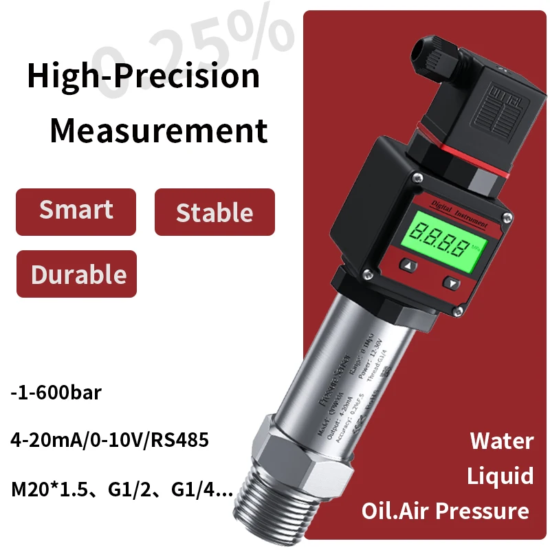 Digital Pressure Transmitter 4-20mA 0-10V 0-5V RS485 Pressure Transducer 0-10bar 0-600bar M20*1.5 Digital Pressure Sensor
Digital Pressure Transmitter 4-20mA 0-10V 0-5V RS485 Pressure Transducer 0-10bar 0-600bar M20*1.5 Digital Pressure Sensor