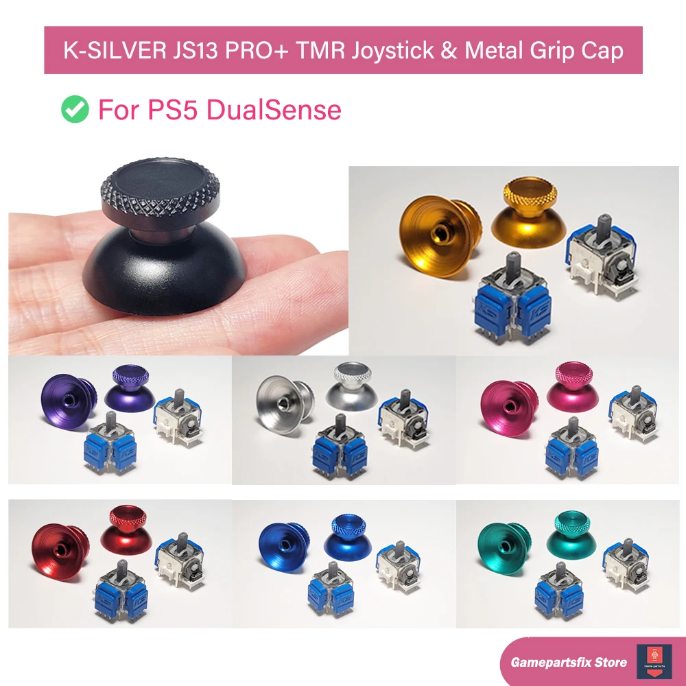 1 Set K-SILVER JS13 PRO+ TMR Joystick w Aluminum Alloy Grip Cap for PS5 Replacement 3D Analog ThumbStick w Stick Cap Anti-Drift
1 Set K-SILVER JS13 PRO+ TMR Joystick w Aluminum Alloy Grip Cap for PS5 Replacement 3D Analog ThumbStick w Stick Cap Anti-Drift