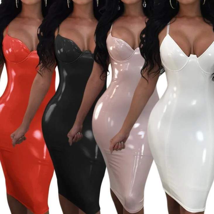 Women Sexy Pu Leather Party Night Club Costume Elegant Bodycon Sleeveless Dress Ladies Summer Hip Wrapped Short Dresses
Women Sexy Pu Leather Party Night Club Costume Elegant Bodycon Sleeveless Dress Ladies Summer Hip Wrapped Short Dresses