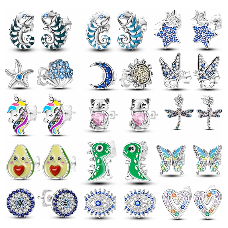New 925 Silver Chameleon Unicorn Cute Stud Earrings Zircon Blue Eyes Flower Small Earrings For Women Girls Lovely Jewelry Gift
New 925 Silver Chameleon Unicorn Cute Stud Earrings Zircon Blue Eyes Flower Small Earrings For Women Girls Lovely Jewelry Gift