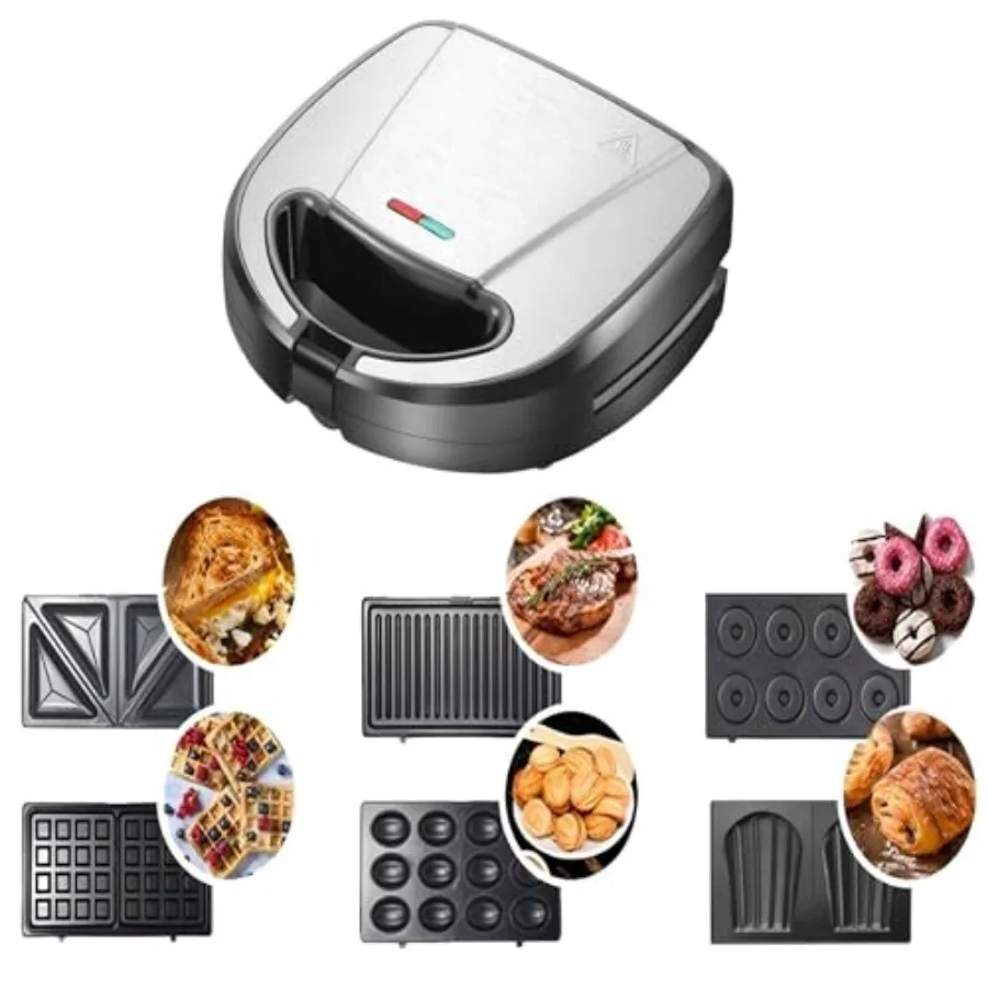 6-IN-1 Panini PressGrilled Cheese Sandwich Maker 750W Removable Non-Stick Plates Easy for Kitchen Breakfast Making Sandwich Waf
6-IN-1 Panini PressGrilled Cheese Sandwich Maker 750W Removable Non-Stick Plates Easy for Kitchen Breakfast Making Sandwich Waf