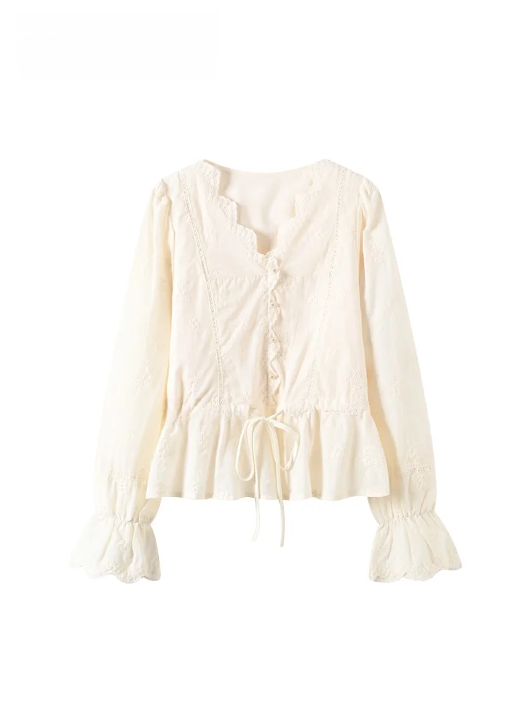 plus Size Lace Splice Long Sleeve V-Neck Shirt Women's Summer New Style Cara CLUB Fashionable Top Polyester Fiber Spring Season
plus Size Lace Splice Long Sleeve V-Neck Shirt Women's Summer New Style Cara CLUB Fashionable Top Polyester Fiber Spring Season