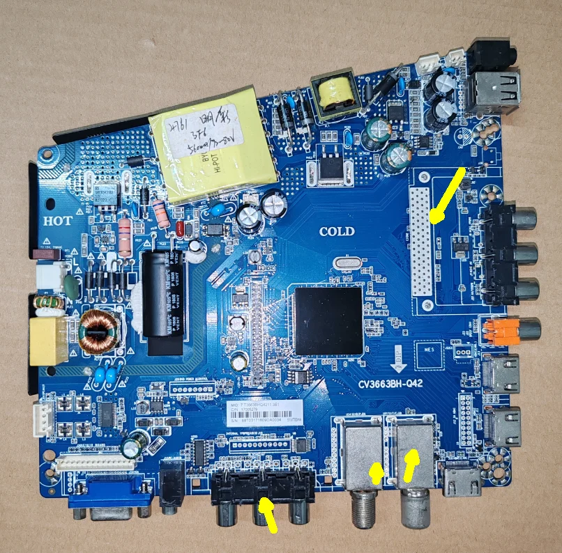 CV3463H-Q42 Three in one TV motherboard, physical photo, tested 4 specifications, order according to the picture
CV3463H-Q42 Three in one TV motherboard, physical photo, tested 4 specifications, order according to the picture